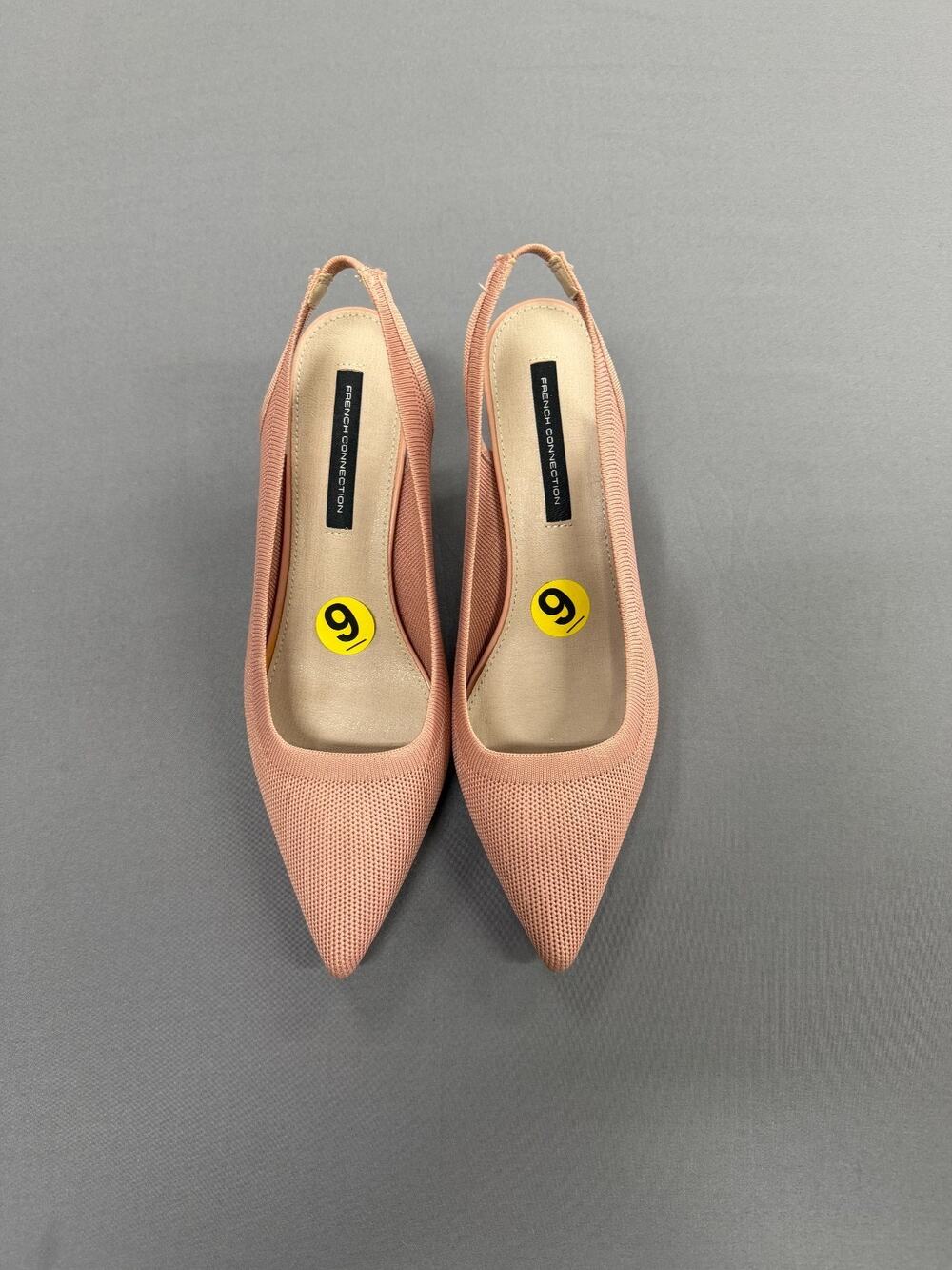 French Connection Pink Knit Slingback Kitten Heel Pumps Size 9 New Pointed Toe